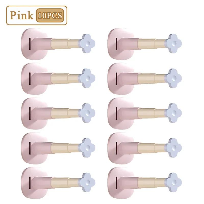 1-10PCS No Drill Wall Mounted Clothes Rack Adjustable Hanging Organizer for Balcony Laundry Storage Space Saving Home Drying Rod