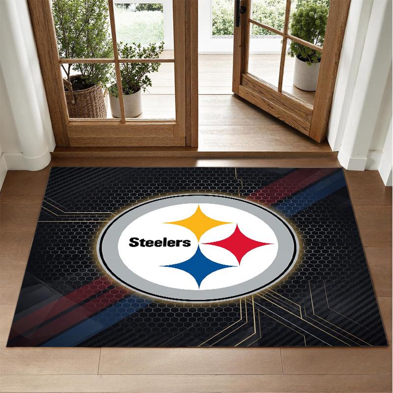 Pittsburgh Steelers Design Crystal Velvet Rug Soft Decorative Mat for Bedroom Entrance