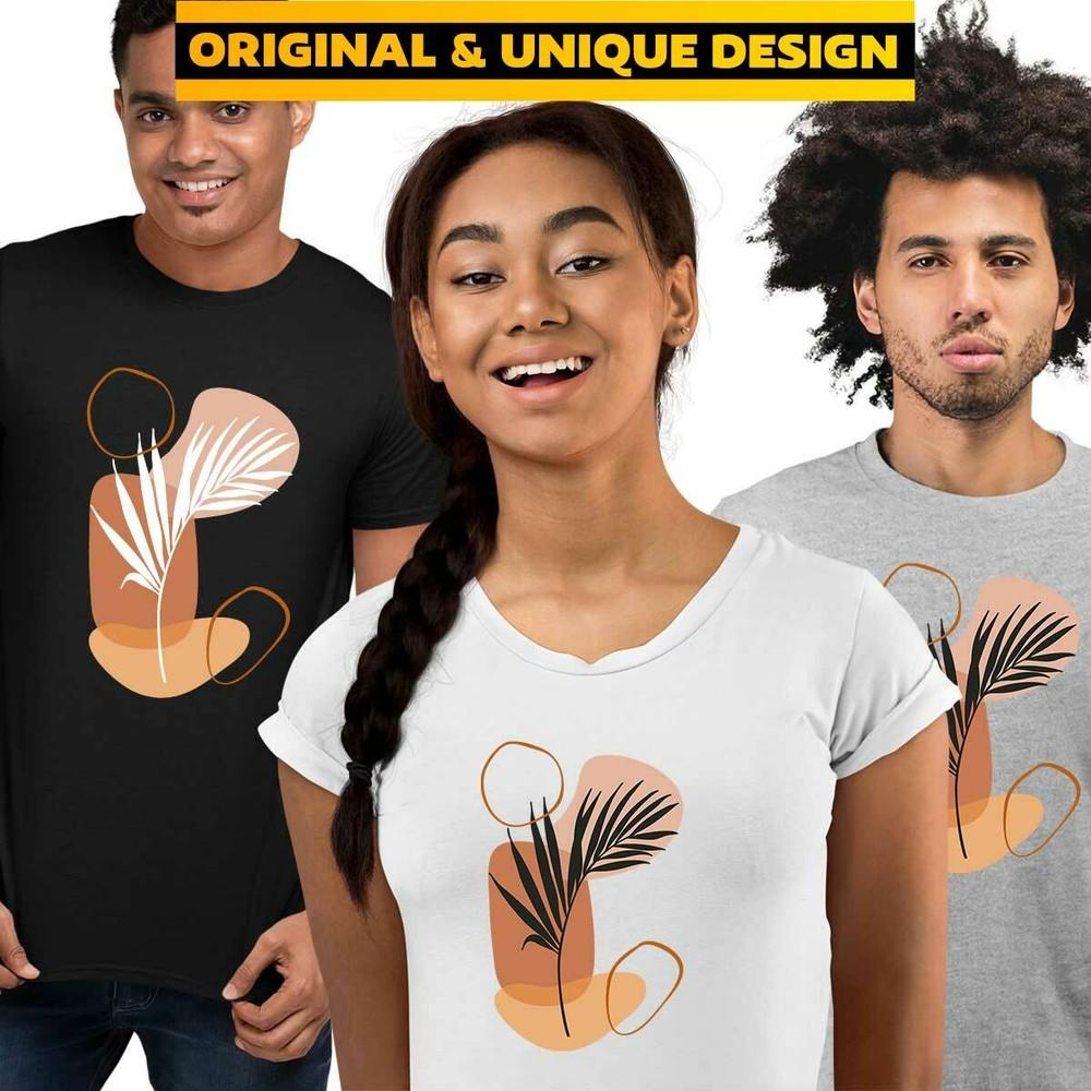 Minimal Botanical Plant Art Print TShirt Abstract Flower Short Round Neck Funny L