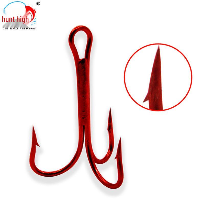 Hunter High Lure Triple Barbed Fish Hook - Electroplated High Carbon Steel Fishing Tackle.