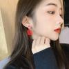 925 Silver Needle Happy Earrings Women's New Year Red Earrings Retro Autumn and Winter Personality Temperament Versatile Earrings