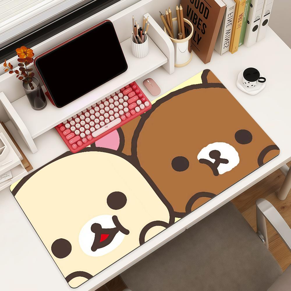 Cartoon Cute Rrilakkuma Mouse Pad Square Office Gaming Desk Mat Waterproof Nonslip Rubber Decorative