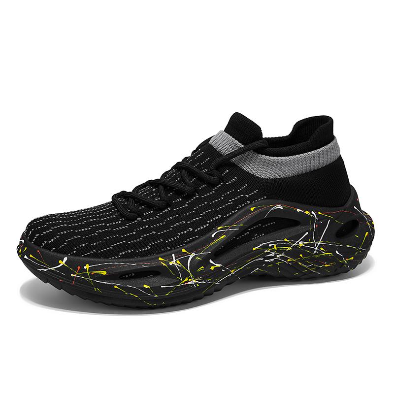 Spring And Summer New Thick Soles Breathable Flying Mesh Socks Shoes Men'S Non-Slip Wear-Resistant Casual Shoes
