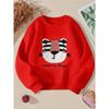 Kids Sweatshirt Hoodie for Girls with a Round Neck Featuring a Tiger Face Adorned with Stripes And Whiskers. It'S Machine Washable