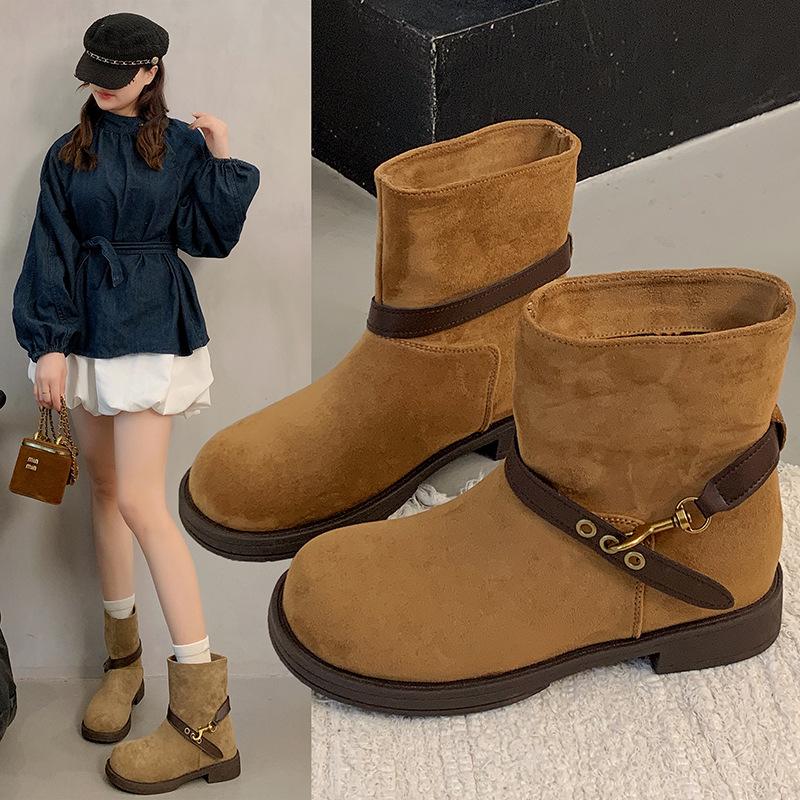 2025 Autumn New Retro Short Boots Casual Cowboy Western Boots Women's Shoes Martin Boots Women's Shoes Trendy Shoes Women's Boots M~