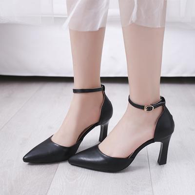 Fashion Star Women Sandals Elegant Pointed Buckle Strap High Heels Wedding Shoes Heeled Pumps Sandals White Black Fashion Women Shoes 36
