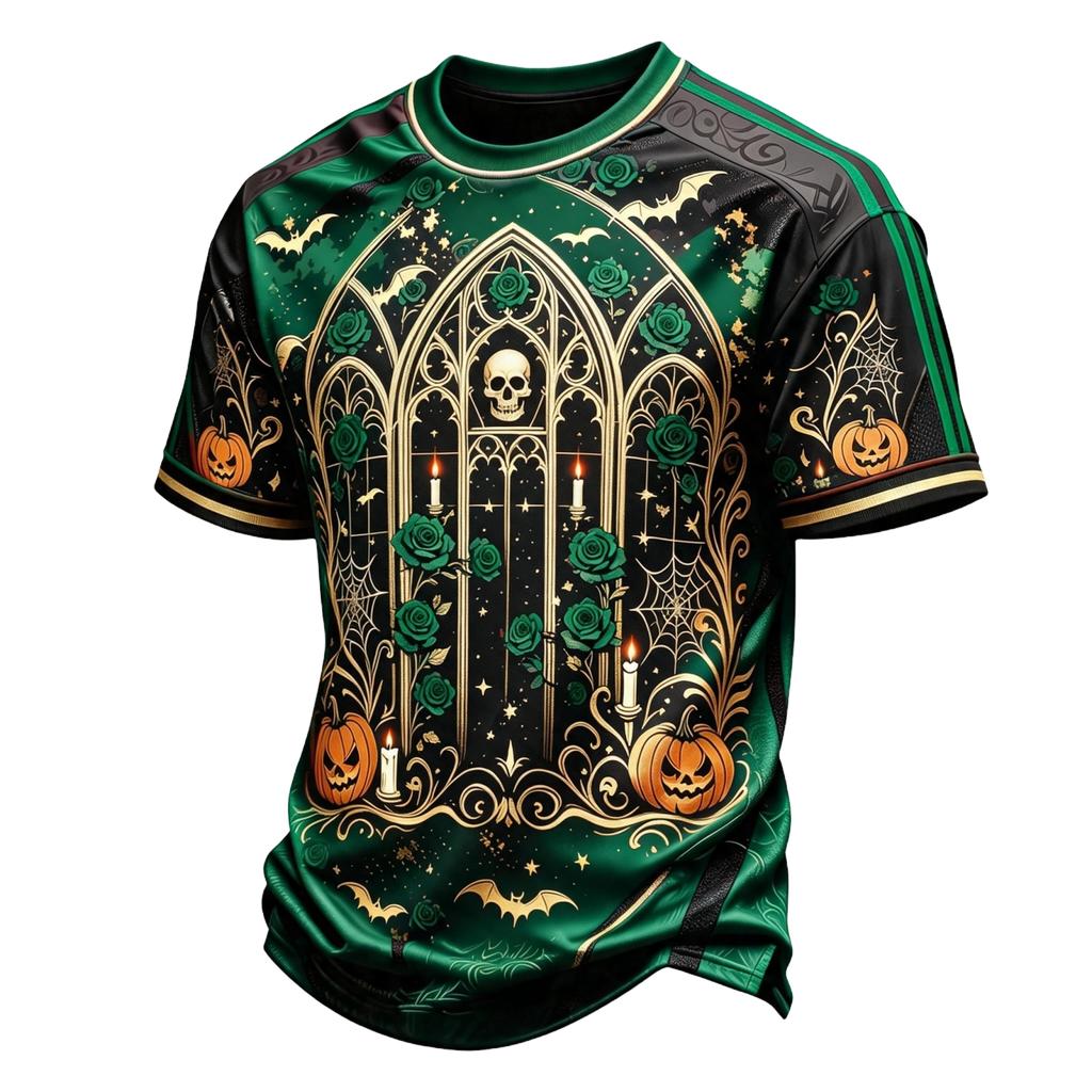 Men's Halloween Casual Short Sleeve T-Shirt Round Neck Party Costume Top