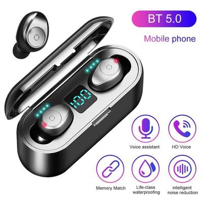 F9 TWS Wireless BT Earphones Mini-Binaural In-Ear 8D HiFi Sports Earphones LED Digital Display Battery Level Waterproof Earphone