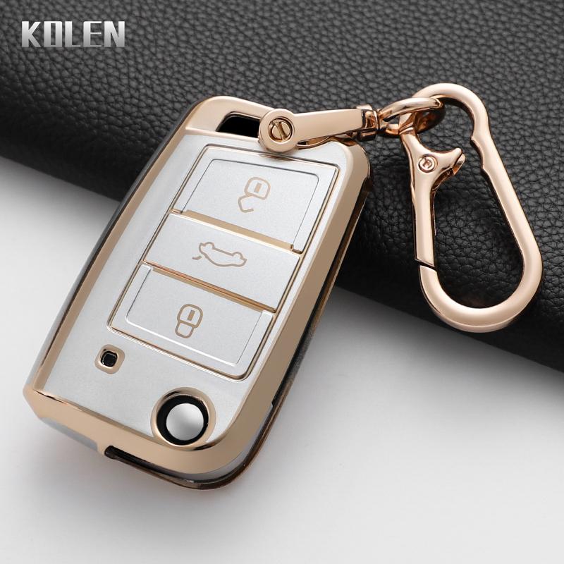 For Vw Volkswagen Golf 7 Mk7 Tiguan Mk2 For Seat Ateca Leon Fr 2 Ibiza Tpu Car Remote Key Cover Case Smart Keyless Accessories