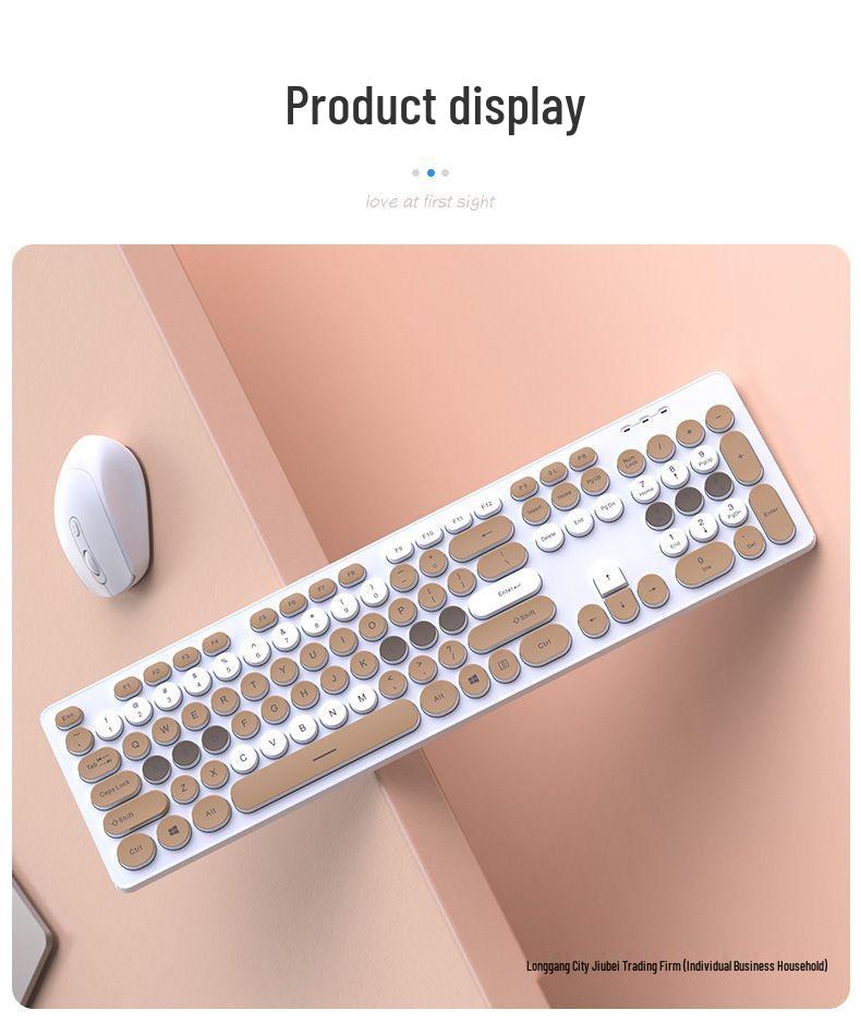 Chocolate Wireless Keyboard & Mouse Set: Cute, Silent, Portable Bluetooth for Office & Laptop Use