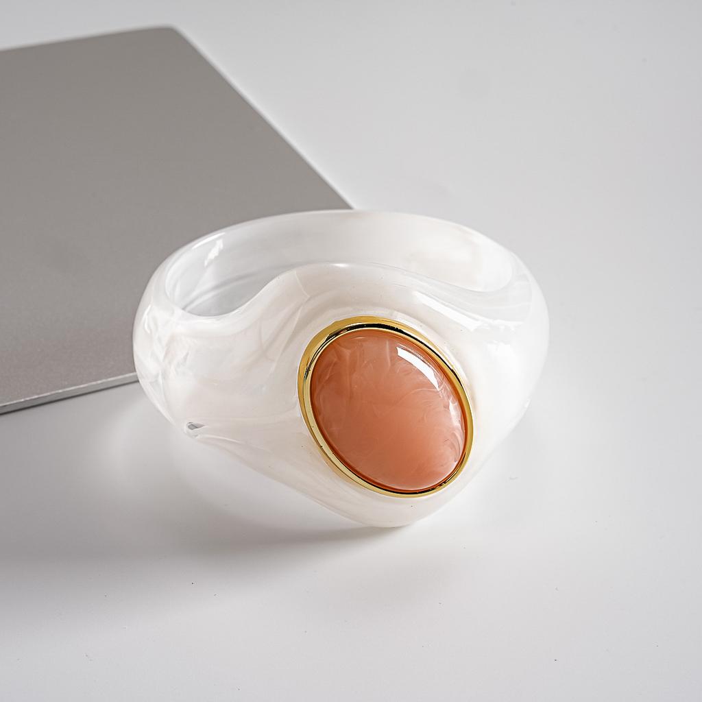 European American Exaggerated Acrylic Smudge Contrasting‑Color Oval Bracelet Niche High‑End Personalized Fashion Trend Jewelry