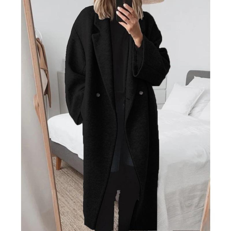 

Однотонная шерстяная куртка-ветровка с отложным воротником и застежкой на две пуговицы XXXL чёрный