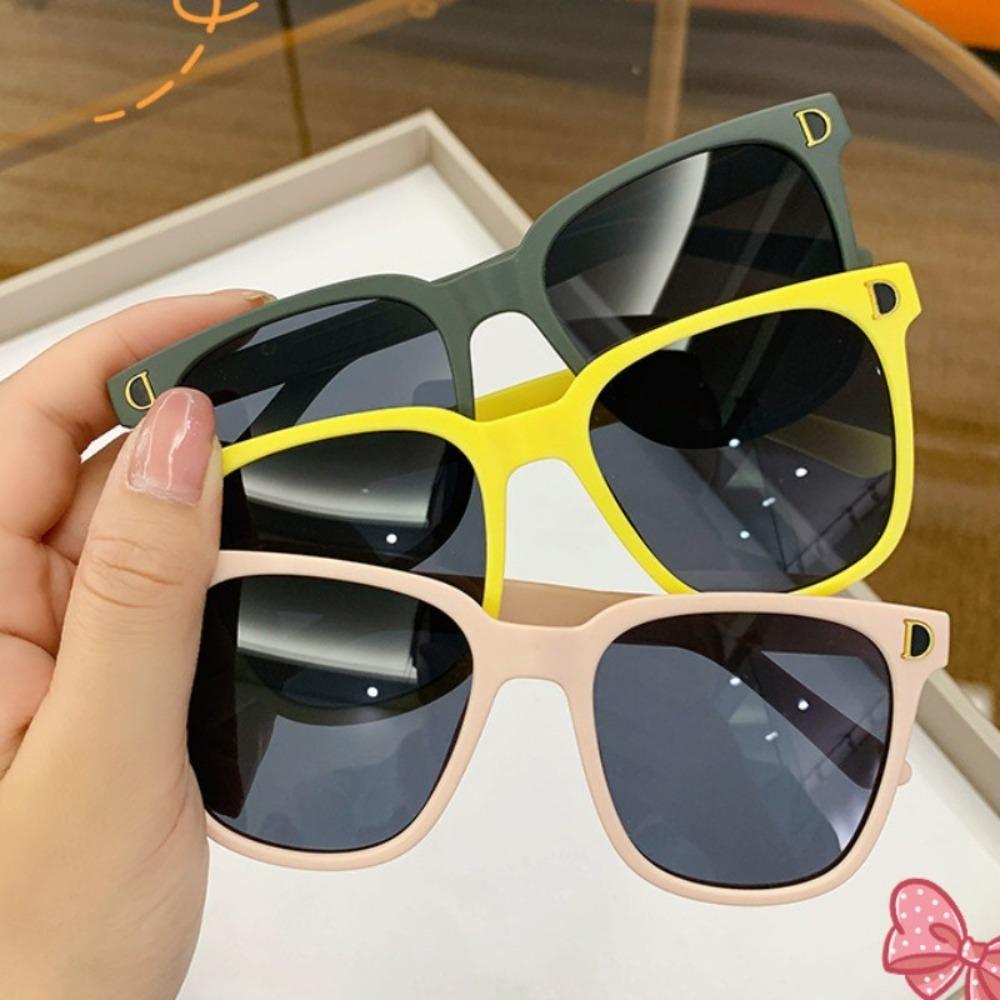 Korea Children's Fashion Candy Color Cute Glasses Baby Square Large Iridescence Sunglasses For Kids Shade For Boy And Girls