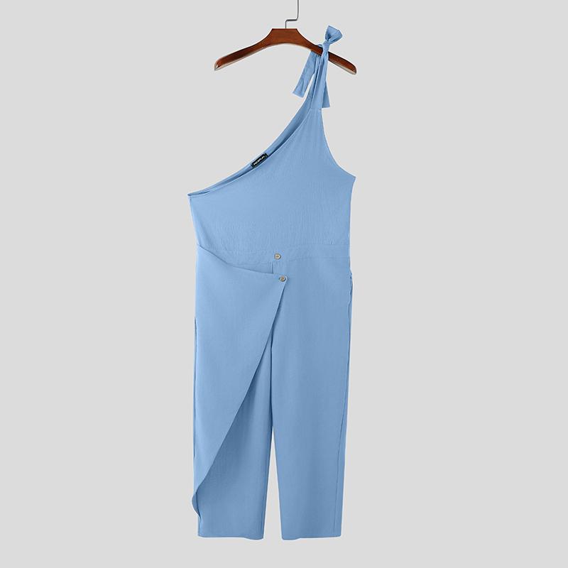 INCERUN Men One Suspender Jumpsuits Long Cargo Overalls Dungarees