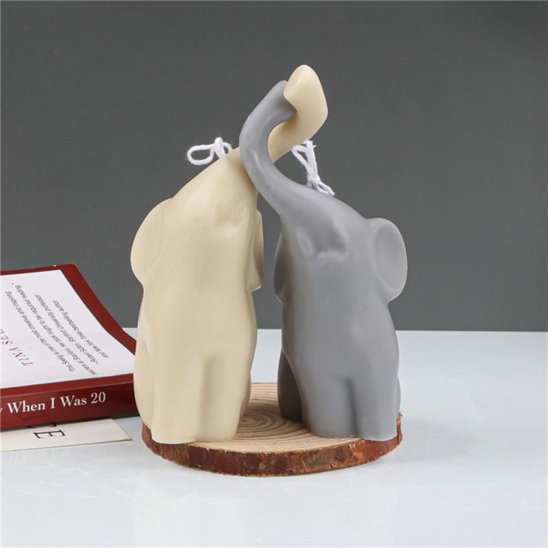 2 Pcs Couple Long-nosed Elephant Silicone Candle Mold Animal Plaster Crystal Epoxy Resin Decorative Ornaments Tools