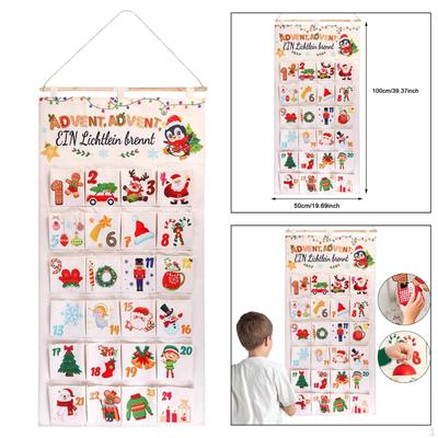 Hanging Storage Bag Christmas Advent Calendar Party Favors To Fill Candies Gifts 24 Days Count Down