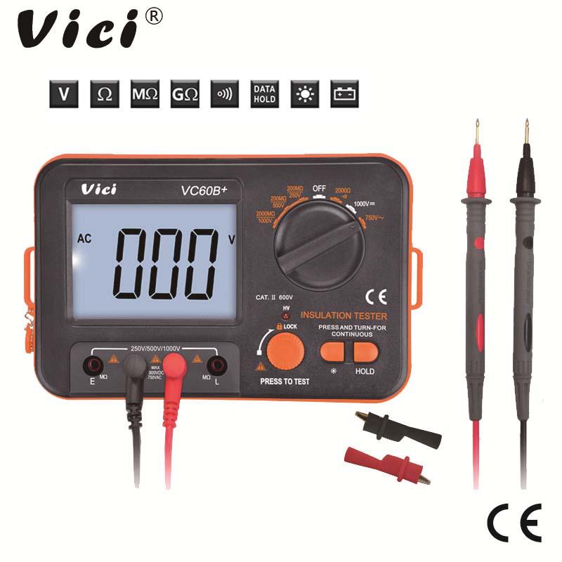 Vichy VC60B+ Digital Insulation Resistance Tester, 250V/500V/1000V, Hand-Cranked Megohmmeter