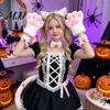 Měkké plyšové kočičí uši 7 ks Cosplay kostýmová sada, Čelenka s ušima, Rukavice s tlapkami, Límec s mašlí, Čelenka s rolničkou, Náramek na zápěstí, Ocas, Halloweenská párty Koťátko Doplňky