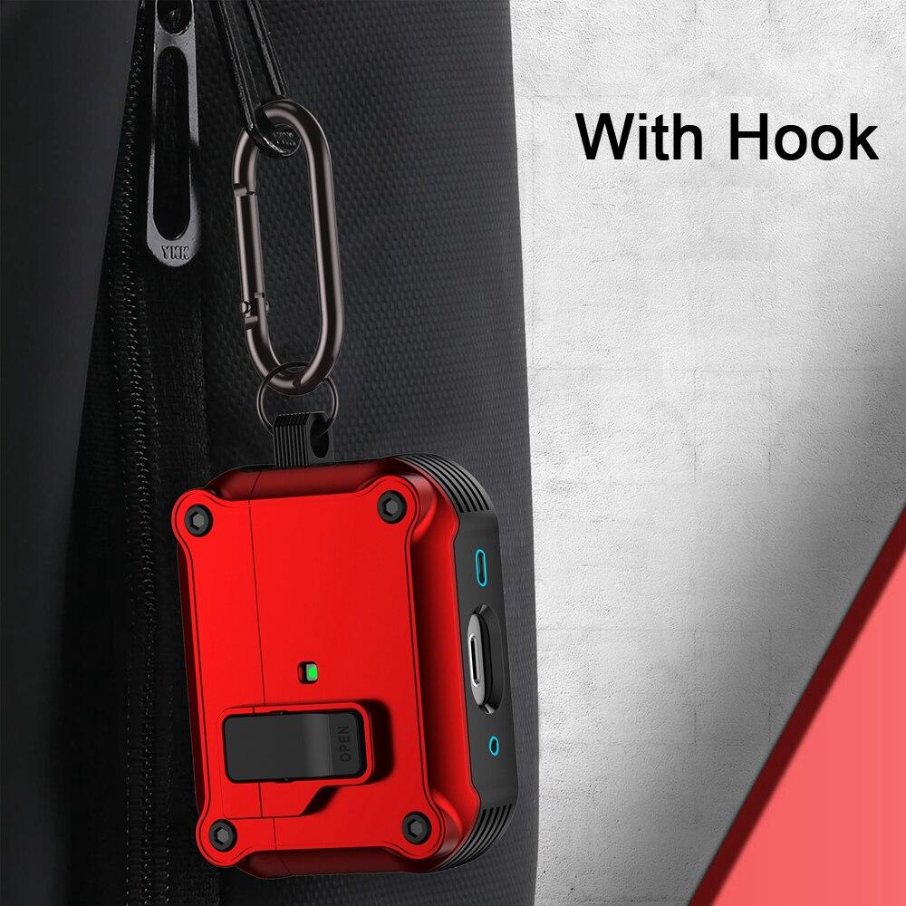 KEYSION Bluetooth Earphone Case for Apple AirPods Pro 2 1 With Switch and Hook Silicone+PC Shockproof Cover for AirPods 3 2 1