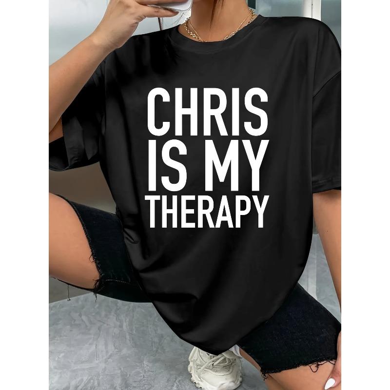 European size CHRIS Is My Comedy Graphic Women'S T-Shirt | Name Quote Round Neck Short Sleeve Soft Breathable All-Season Comfortable Casual T-Shirt