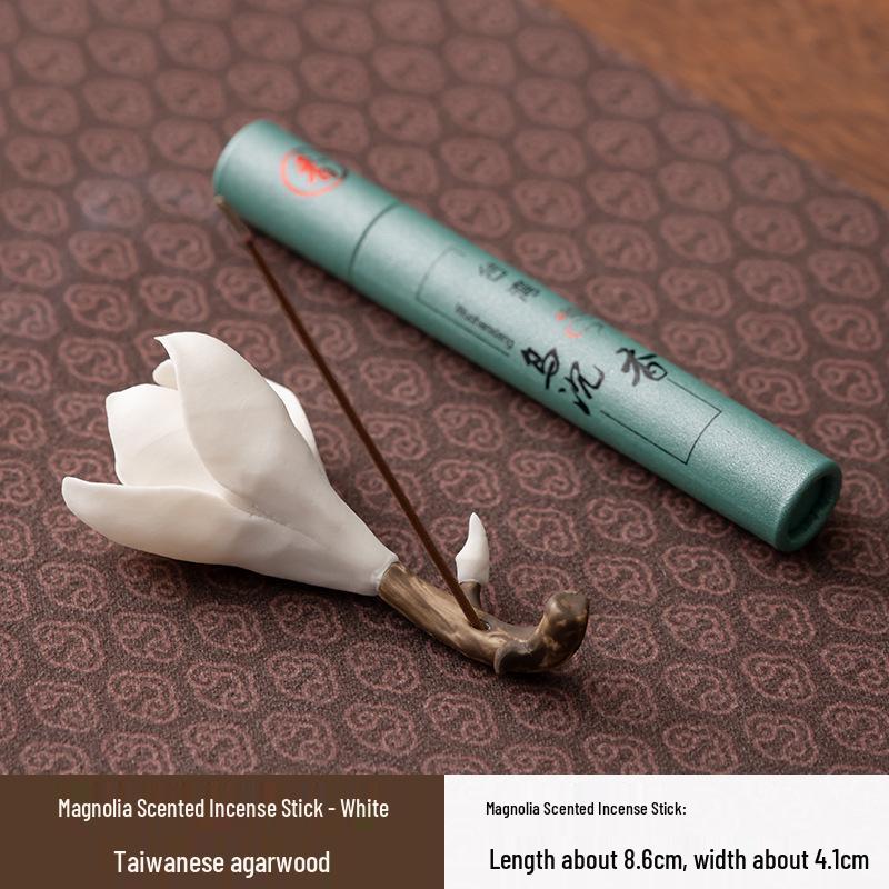 Handmade Ceramic Flower-Shaped Incense Holder for Magnolia Scented Sticks - Zen Home Decor Sandalwood & Agarwood Burner