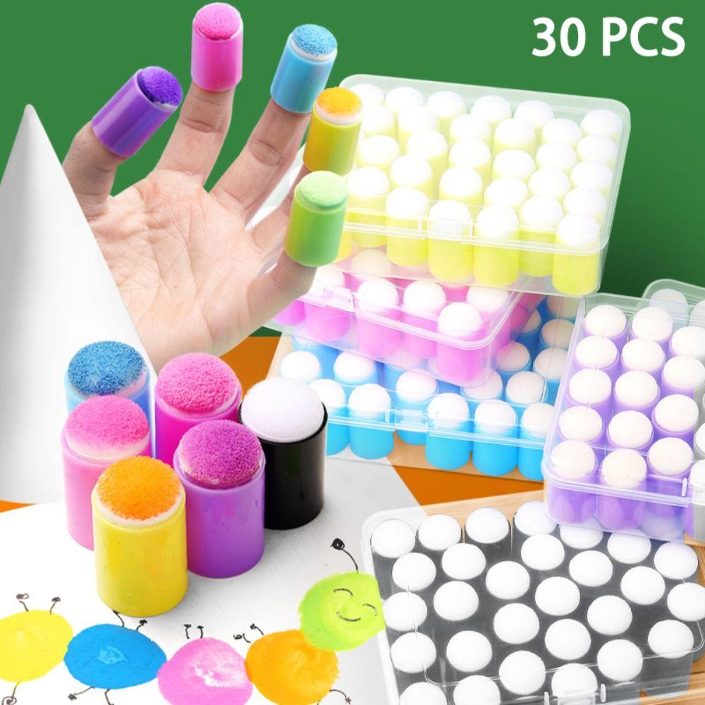 30pcs DIY Dauber Sponge Craft Painting Finger Cot Multi-function Finger Painting Sponge  Drawing
