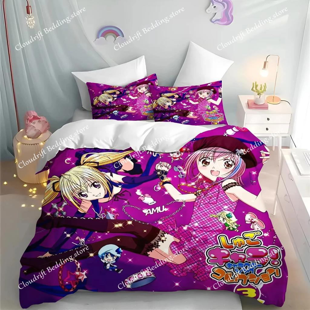 Cartoon Shugo Chara Anime Print Bedding Set Boys Girls Twin Queen King Size Duvet Cover Pillowcase Bed boys Adults Home Textile