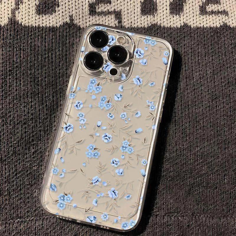 Premium Blue Small Floral iPhone17Promax Mobile Phone Case Is Suitable for Apple 16promax Space Case 15.