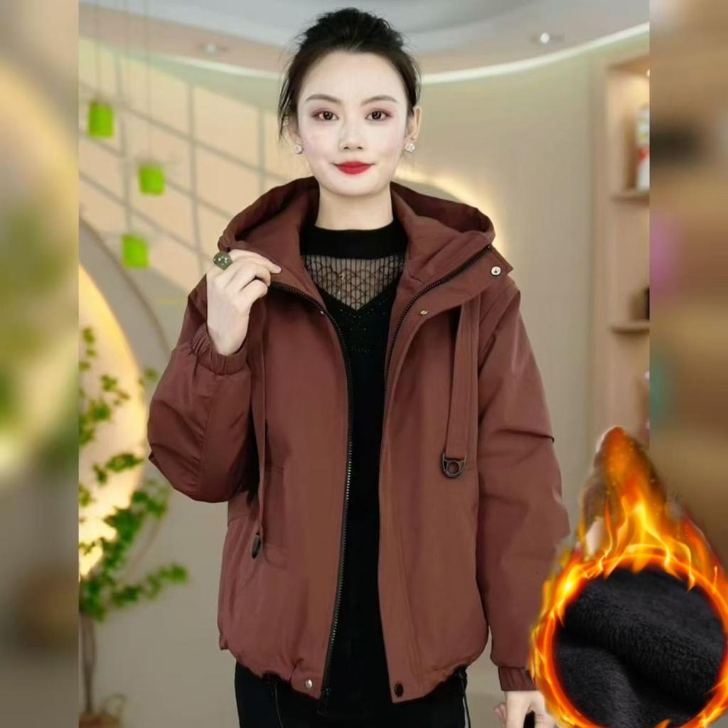 Übergröße Locker und Dünn Plus Samt Dick Gepolsterte Jacke Allround Modejacke