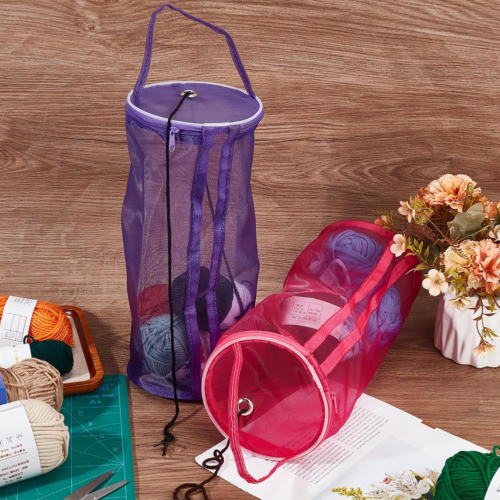 1/2PC Portable Yarn Storage Bag Round Hollow Mesh Knitting Wool Yarn Bags Crochet Yarn Handbag Organizer DIY Knitting Baskets