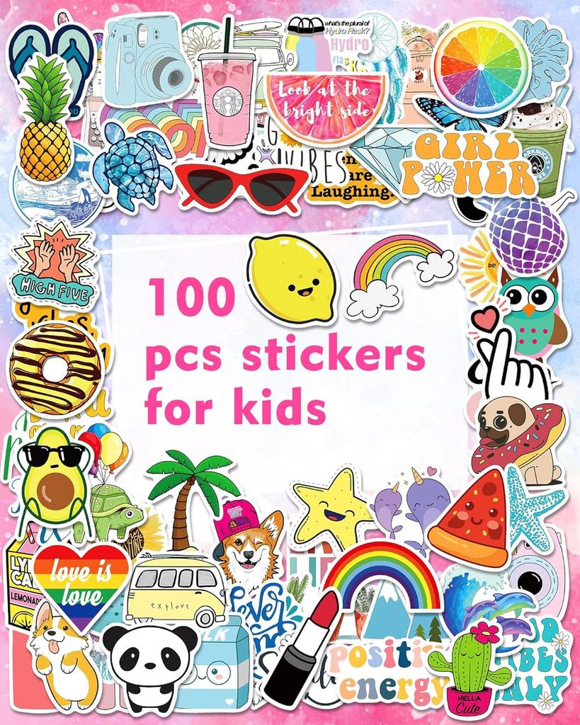 100Pcs Small Fresh Stickers Ins Wind Vsco Luggage Water Cup Refrigerator Scooter Waterproof Decorative Stickers