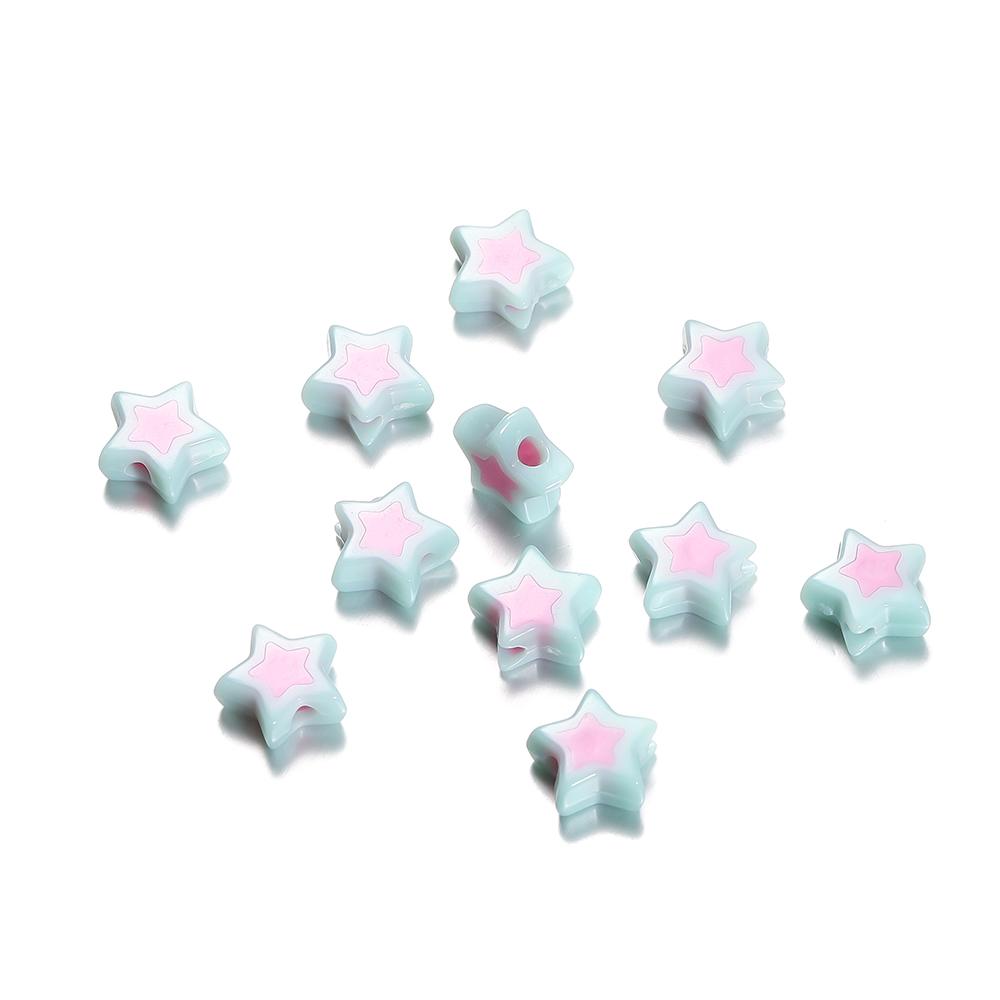 50/100pcs 9*9.5mm Colourful Five-pointed Star Acrylic Loose Spacer Beads for Jewelry Making DIY Handmade Bracelets Accessories