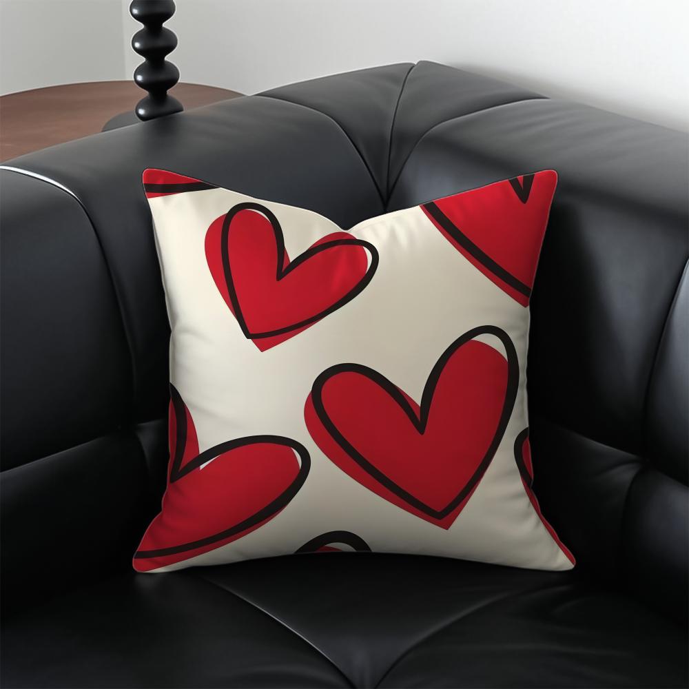 

Simple Heart Girly Cushion Cover Pillow Case Antidustmite Invisible zipper silky plush cushion 40x40cm 16x16in