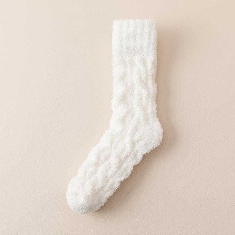 Damen Herbst- und Winter Warme und Dicke Einfarbige Schlaf-Schlauchsocken