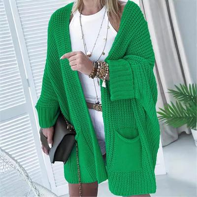 Large Size Cross-border Autumn/winter Sweaters with Pockets, Loose Fit Cardigan for Women