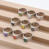 1pc Best Gift for Men's 8mm Zircon High Quality Multiple Colors Gem Styles Stainless Steel Rings