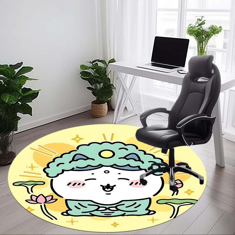 1pc Chiikawa Chair Carpet for Office, Indoor Non Slip Washable Polyester Fiber Carpet, Mat For Office, Machine Washable