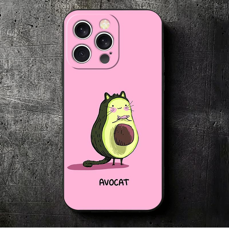 

Cartoon Cute Avocado Soft Phone Case for iPhone 16 16E 17 Air 15 Pro Max 14 Plus 13 Mini 11 12 7 Black Cover Back Shell iPhone 12 Pro