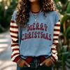 Women's Fashion Long Sleeve Christmas Print Neck Pullover Sweatshirt Top