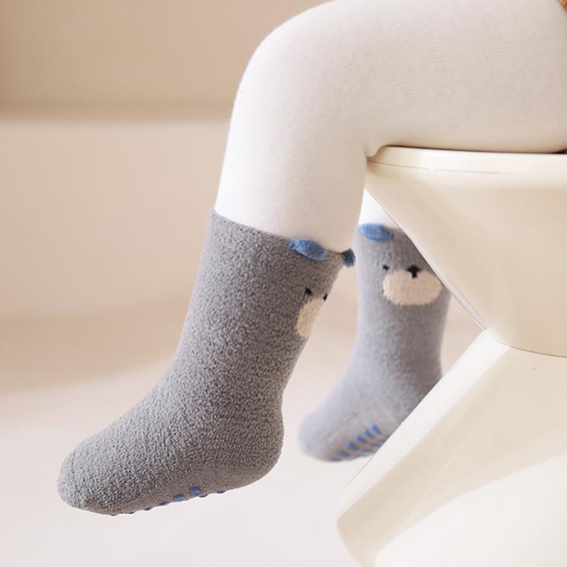 Baby Socks Non-Slip Indoor Floor Skid Proof Seamless Toe Cartoon Pattern Infant Socks for Newborn Warm Winter House Socks Soft Comfortable