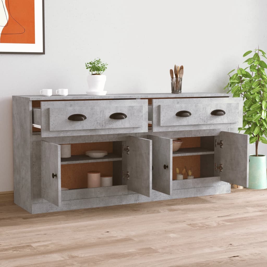 Sideboards 2 pcs Concrete Grey Particleboard