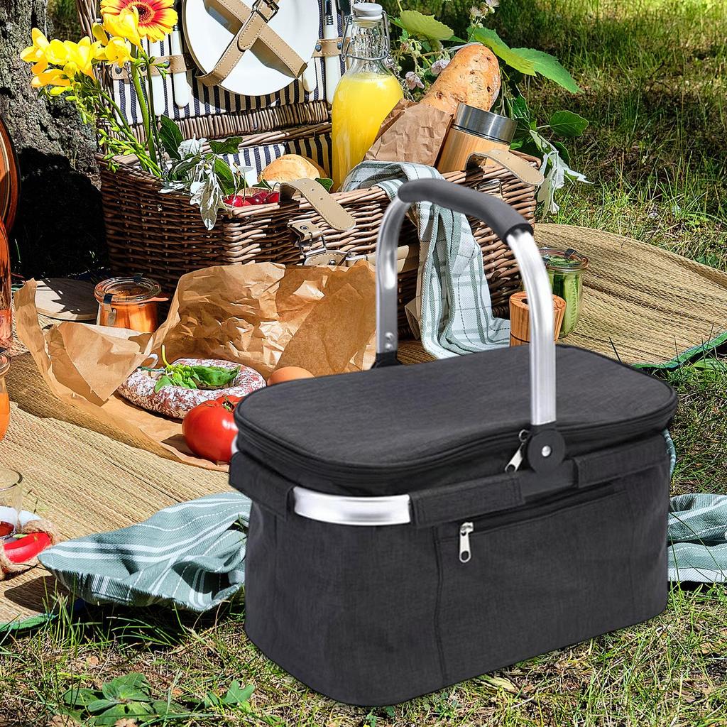 Foldable Insulated Bag Picnic Basket Food Delivery Insulation Handbag for Camping