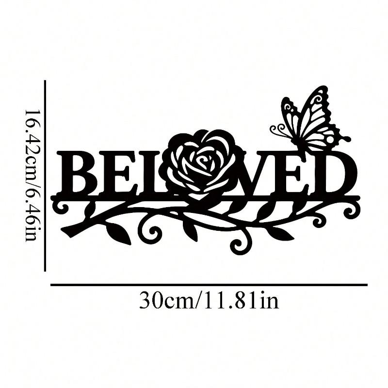 

Beloved Vintage Metal Wall Art Romantic Font Rose Butterfly Wedding Anniversary Gift TY-100105