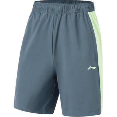 Li Ning Fitness Series Spliced Mid-Rise Comfortable Breathable Versatile Straight-Leg Sports Shorts Men Shorts Dark-Blue AKSU033-4