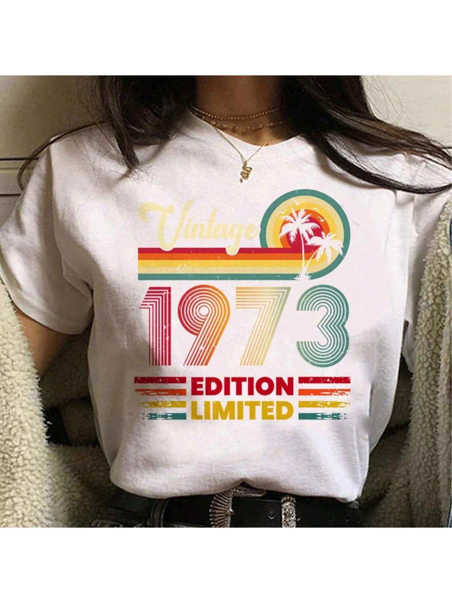 

Born In 1973 Tshirt Women Graphic Japanese Streetwear T-Shirts Female 2000s Clothes XXXXXL