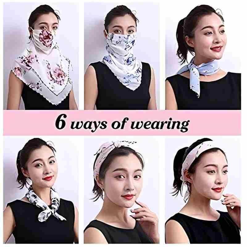 5pcs New Windproof Veil Ice Silk Breathable Face Protection Triangle Silk Scarf Sun Protection UV Loop Neck Scarf Thin Outdoor