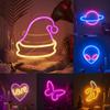 Whimsical Led Butterfly Alien Planet Night Light Charming Neon Decorative Lamp