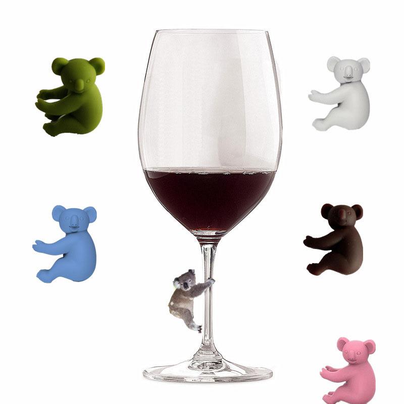 Koala Shape Silicone Label Wine Glass Recognizer Drinking Glass Identification Labels Tag Signs For Party Barware Accessories