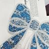 Denim Blue Heavy Industry Handmade Beads Bow Decorative Patch Sticker Bag Hair Accessories Corsage Cloth Sticker Accessories