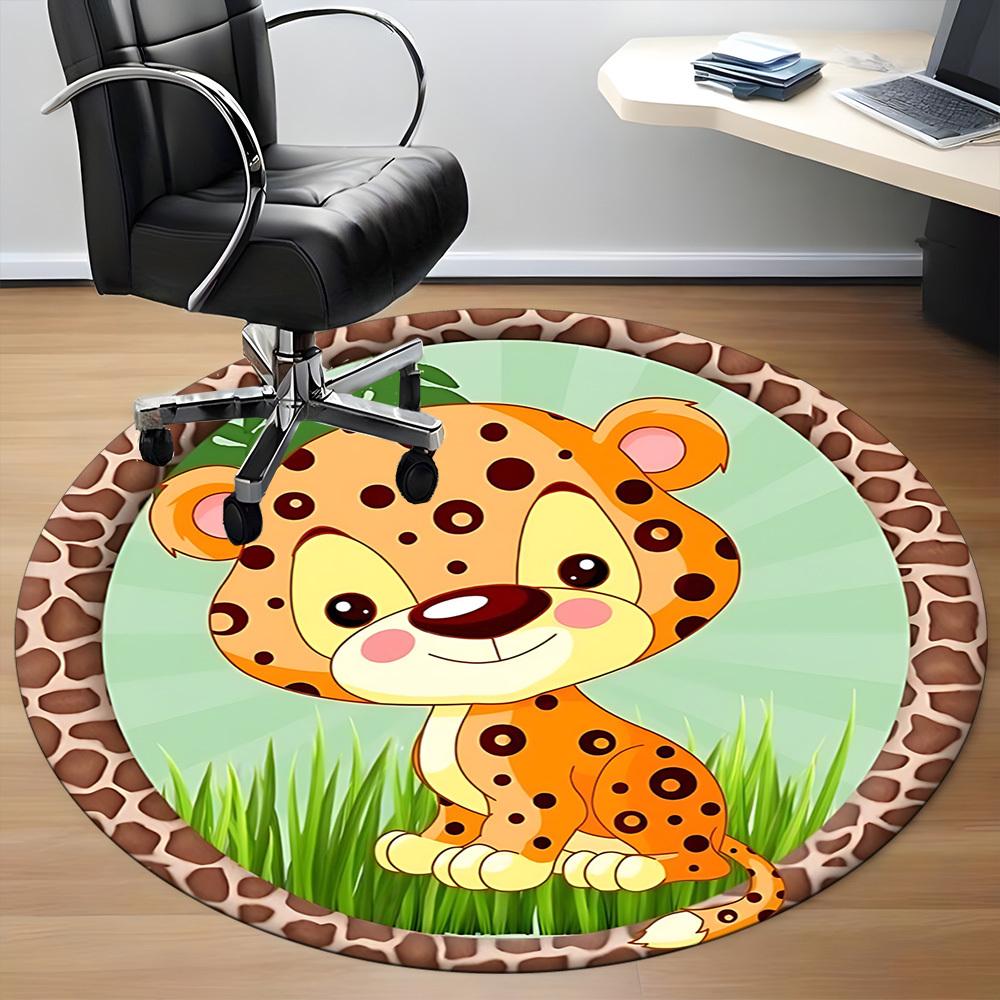 1pc CheetahChair Carpet for Office, Indoor Non-Slip Washable Polyester Fiber Carpet, Mat For Office, Machine Washable